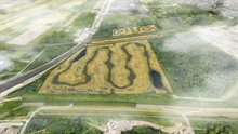 Een impressie van de Waterharmonica vanuit de lucht gezien