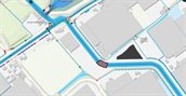 figuur 1 Locatie gedeeltelijke stremming (rode vlak)
