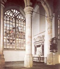 Gebrandschilderd raam in Heemraadskapel in de Oude Kerk in Delft